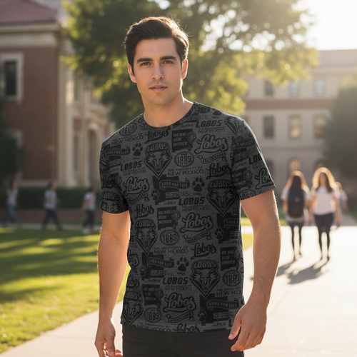 UNM Current Logos Tattoo T-shirt - Washed Black