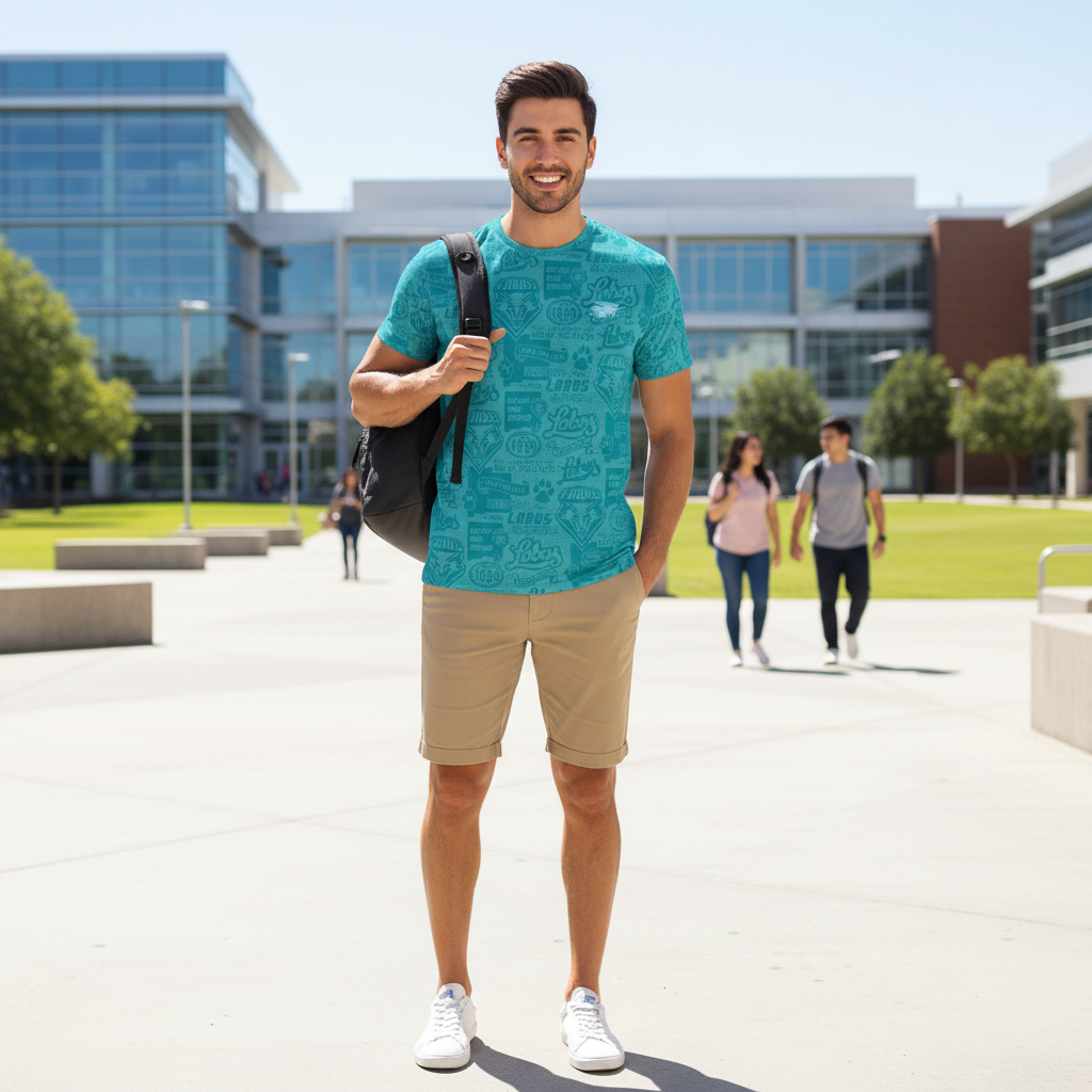 UNM Current Logos Tattoo T-shirt - Washed Aqua