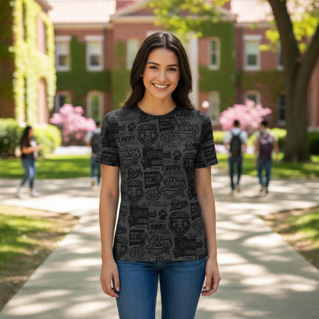 UNM Current Logos Tattoo T-shirt - Washed Black