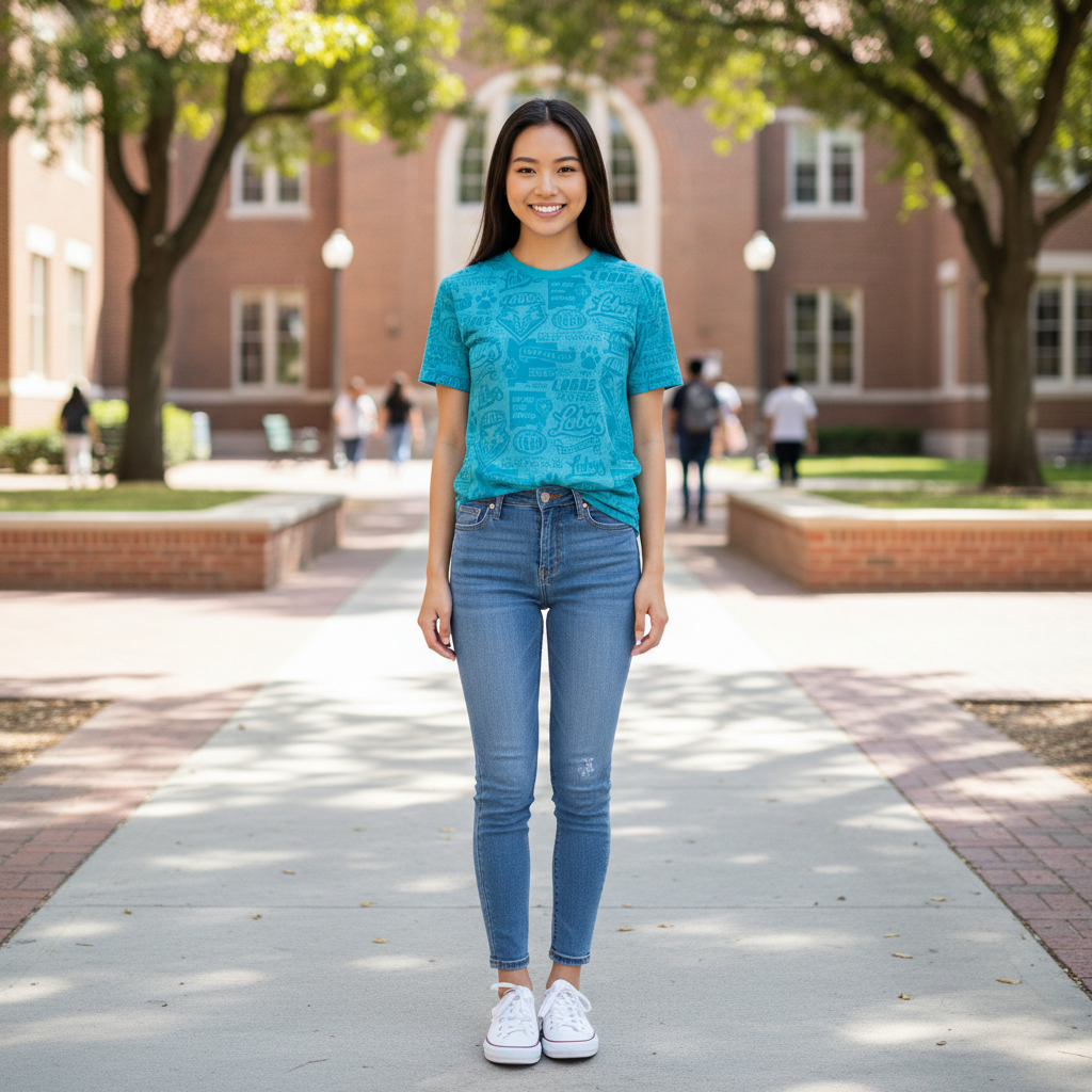 UNM Current Logos Tattoo T-shirt - Washed Aqua