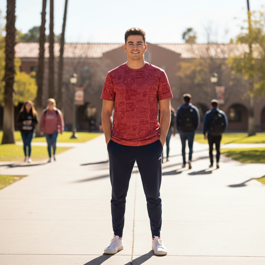 UNM Current Logos Tattoo T-shirt - Washed Red