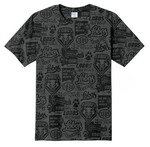 UNM Current Logos Tattoo T-shirt - Washed Black