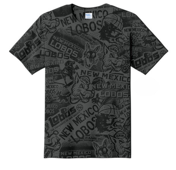 UNM Vintage Logos Tattoo T-shirt - Washed Black