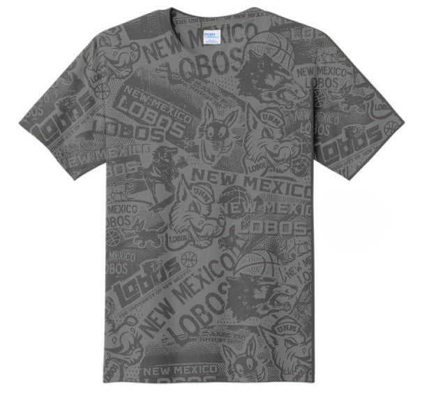UNM Vintage Logos Tattoo T-shirt - Washed Grey