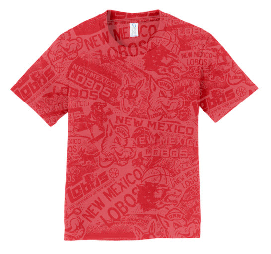 UNM Vintage Logos Tattoo T-shirt - Washed Red