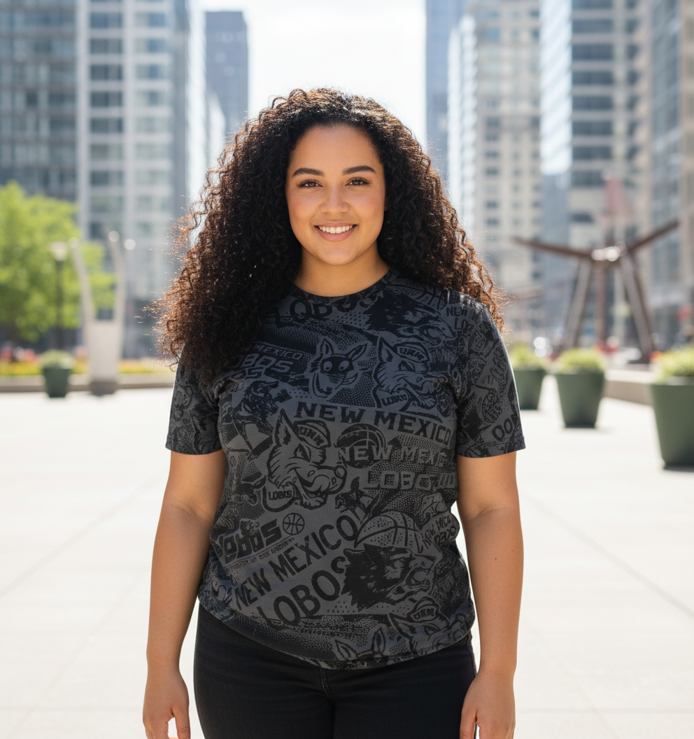 UNM Vintage Logos Tattoo T-shirt - Washed Black